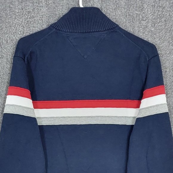 Tommy Hilfiger Sweater Mens XL Navy Long Sleeve 1/4 Zip Cotton Pullover - Picture 8 of 11